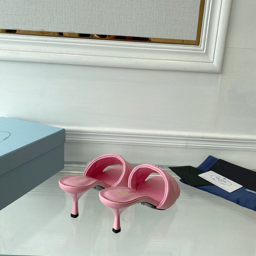 PRA QUILTED HIGH HEELS SANDALS 65 PINK LAMBSKIN