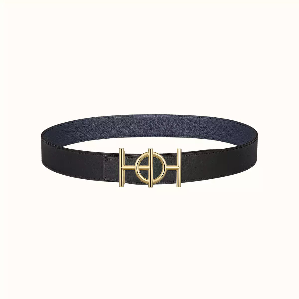 ULYSSE BELT BUCKLE & REVERSIBLE NAVY BLUE LEATHER STRAP 38MM GOLD HARDWARE