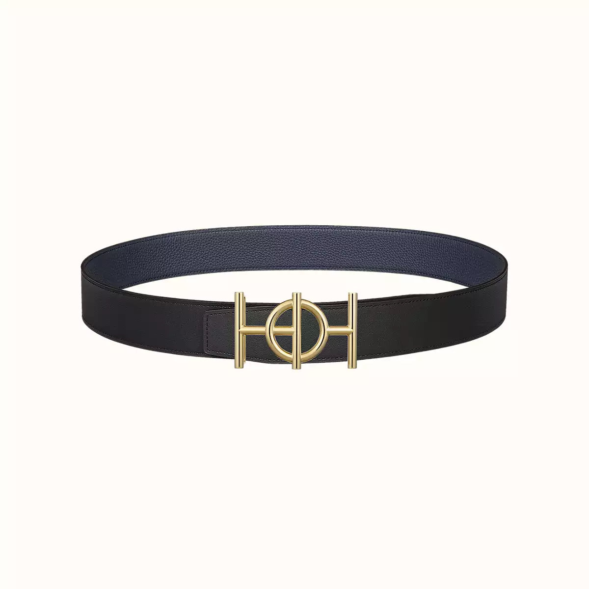 ULYSSE BELT BUCKLE & REVERSIBLE NAVY BLUE LEATHER STRAP 38MM GOLD HARDWARE