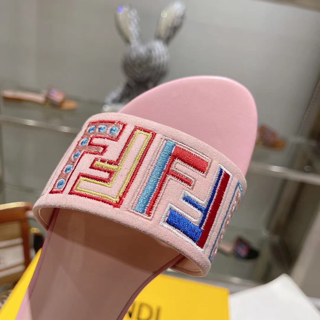 FF Multicolor Logo Slide Pink Leather