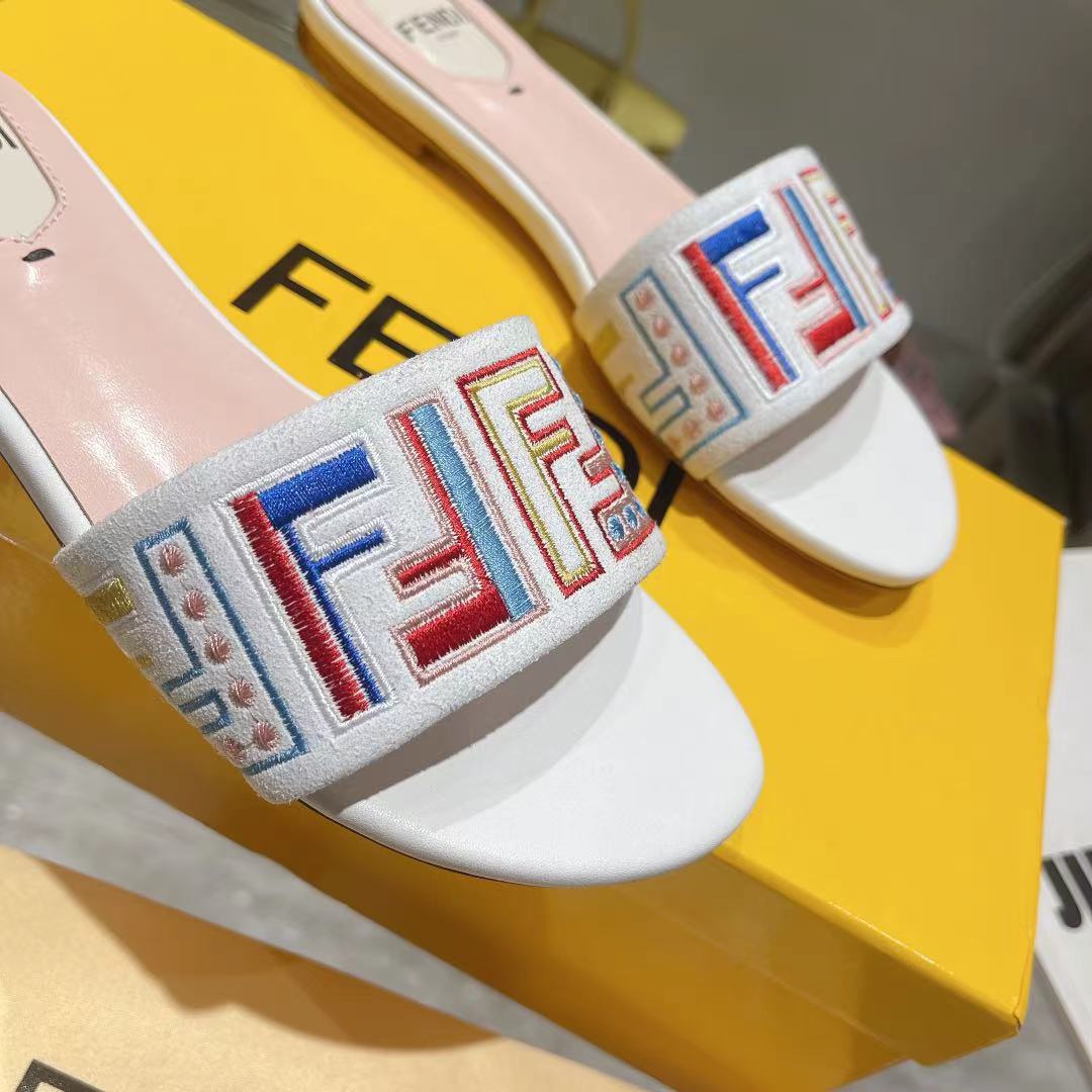 FF Multicolor Logo Slide Pink White Leather