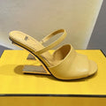 FENDI FIRST 95 MM HIGH-HEELED SANDAL IN MUSTARD YELLOW LAMBSKIN GOLD HARDWARE