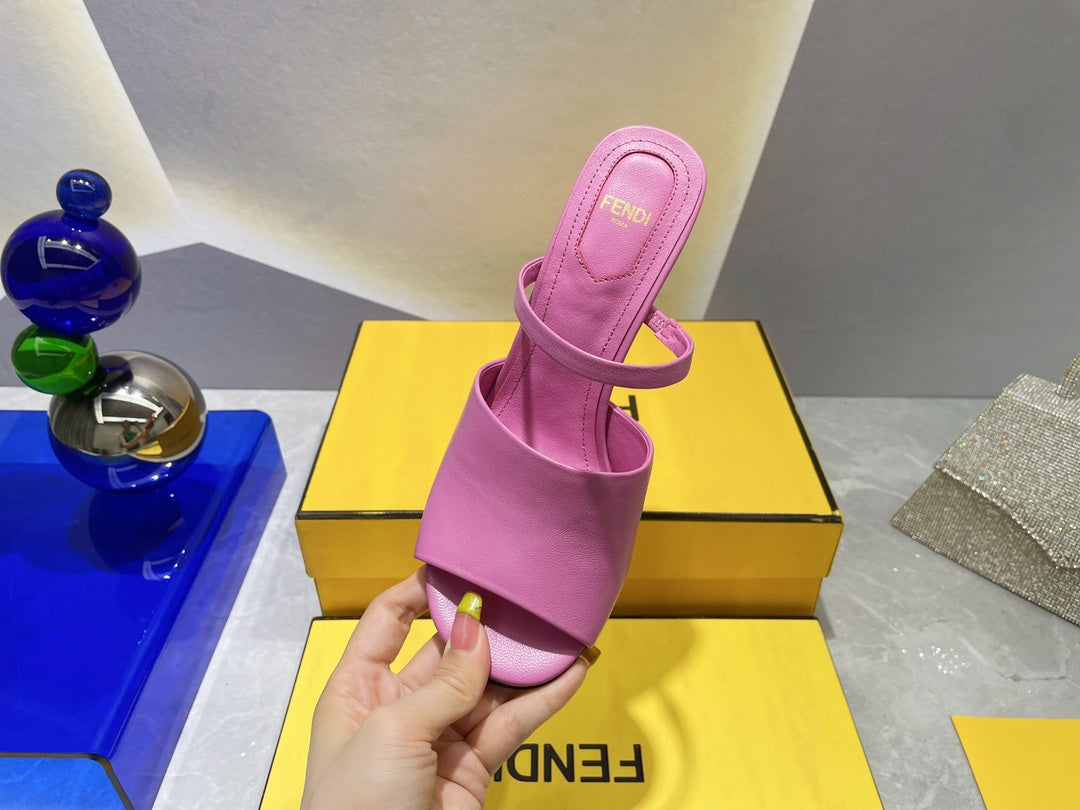 FENDI FIRST 95 MM HIGH-HEELED SANDAL IN FUSCIA PINK LAMBSKIN GOLD HARDWARE