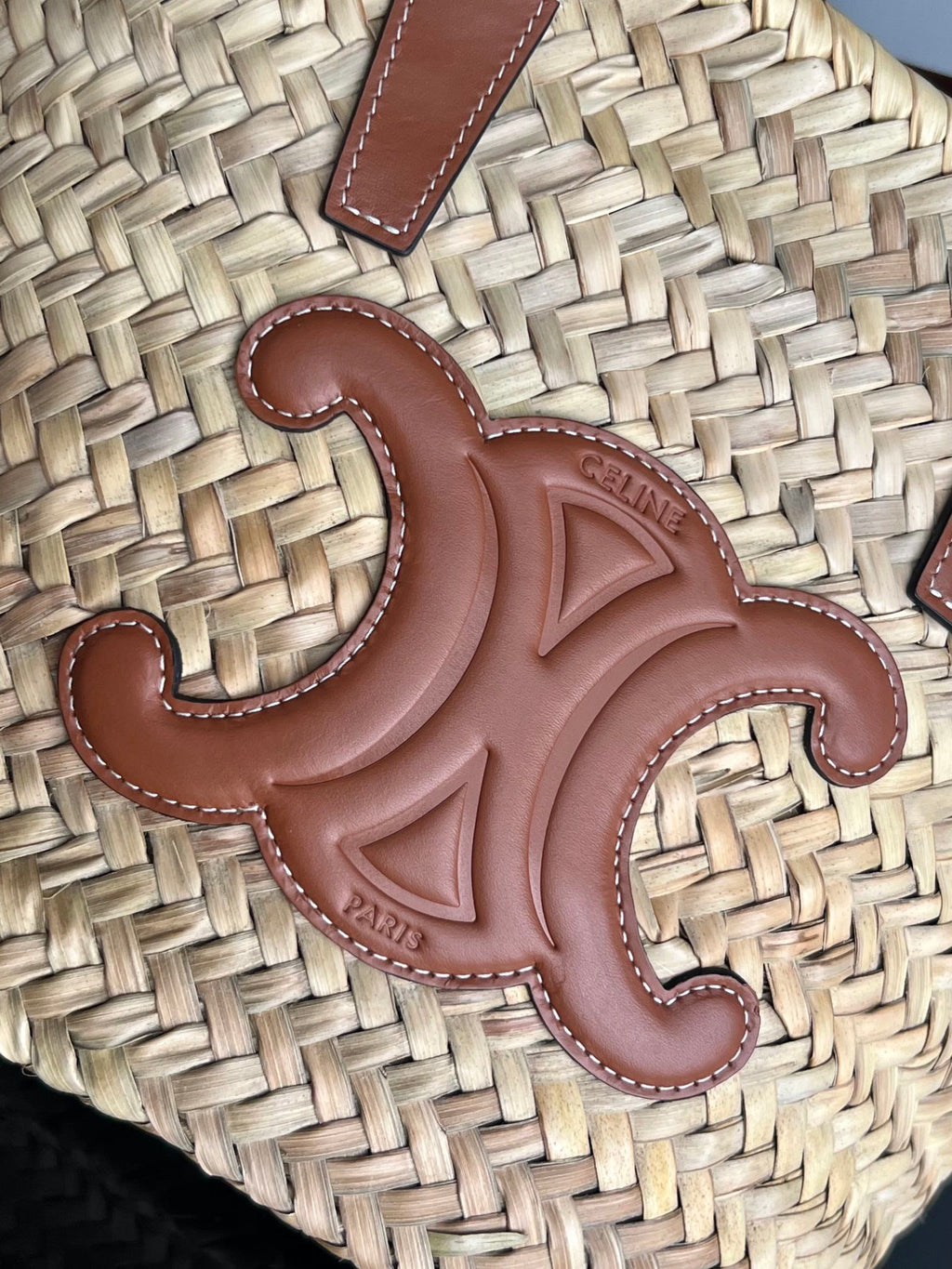 TRIOMPHE 35 BEIGE MOROCCAN RAFFIA FIBERS BAG