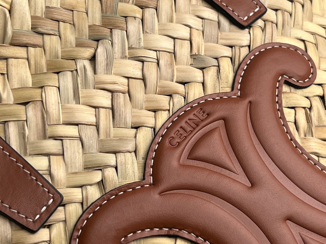 TRIOMPHE 35 BEIGE MOROCCAN RAFFIA FIBERS BAG