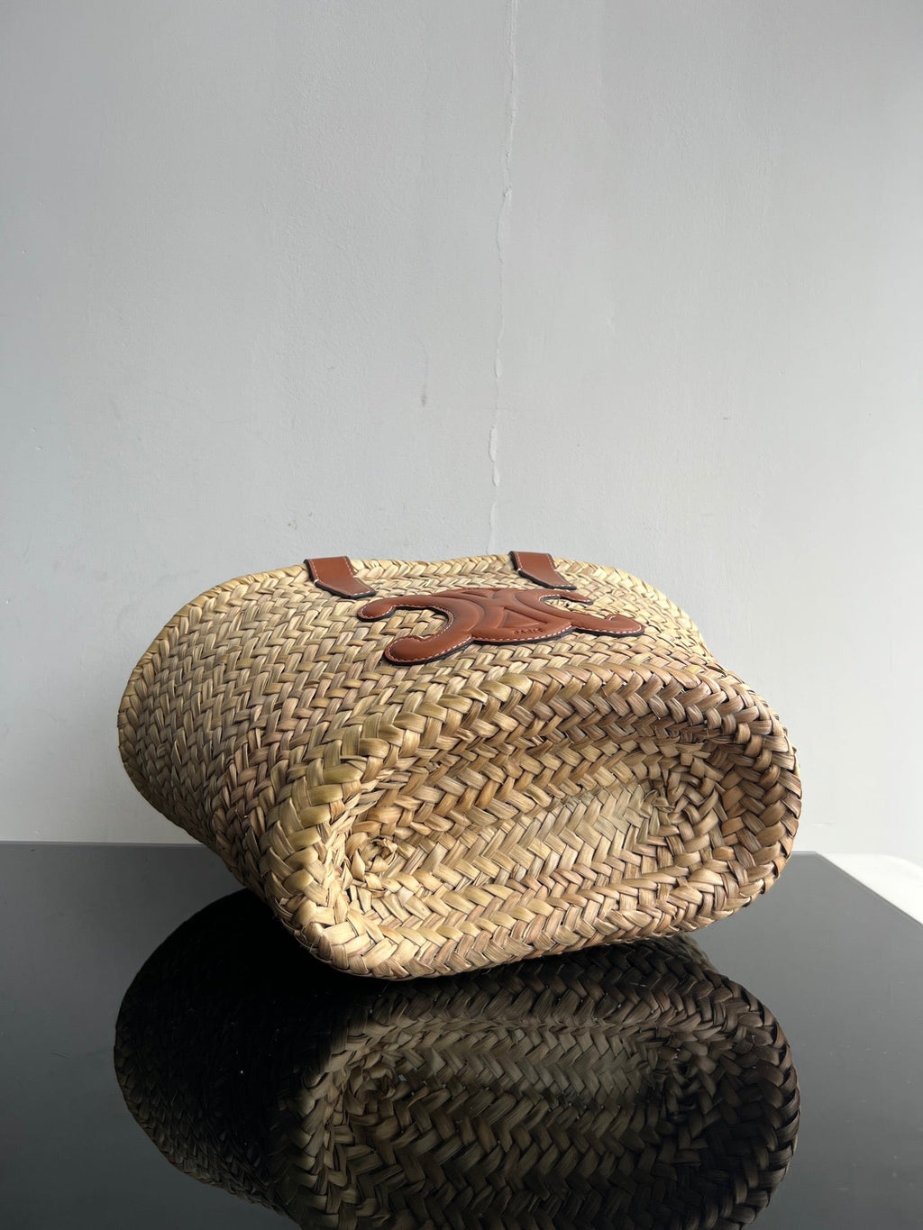 TRIOMPHE 35 BEIGE MOROCCAN RAFFIA FIBERS BAG