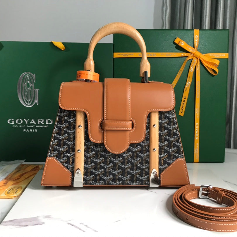 SAÏGON PM BAG 28 IN BROWN GOYARDINE CANVAS AND CALFSKIN