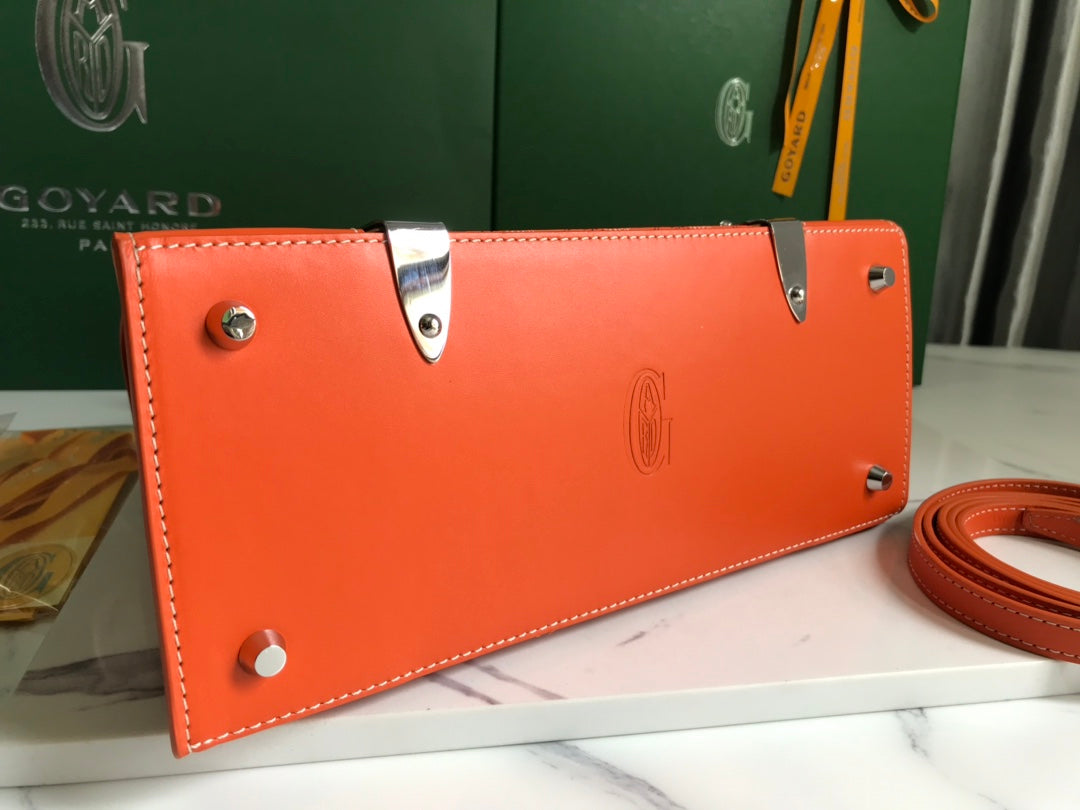 SAÏGON PM BAG 28 IN RED ORANGE GOYARDINE CANVAS AND CALFSKIN