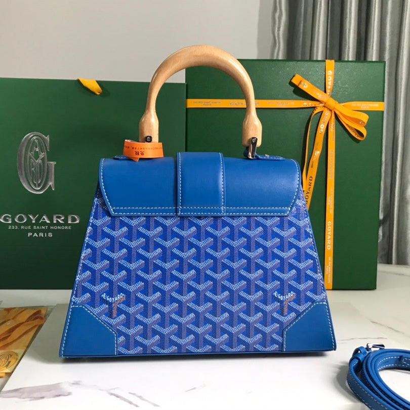 SAÏGON PM BAG 28 IN CURIOUS BLUE GOYARDINE CANVAS AND CALFSKIN