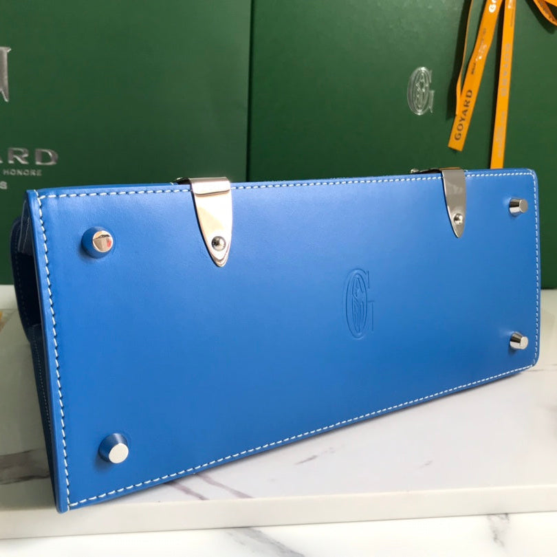 SAÏGON PM BAG 28 IN CURIOUS BLUE GOYARDINE CANVAS AND CALFSKIN