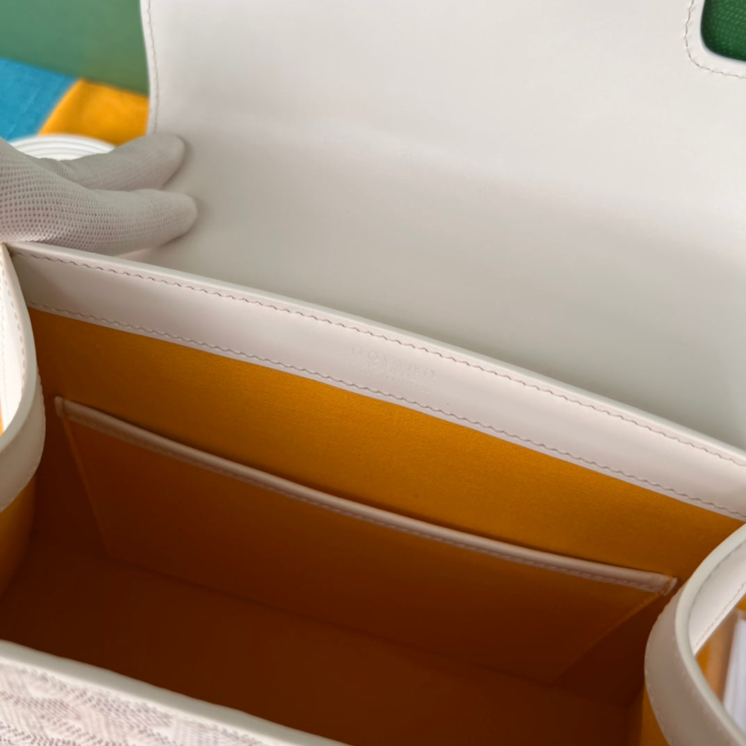 SAÏGON PM BAG 28 IN WHITE GOYARDINE CANVAS AND CALFSKIN