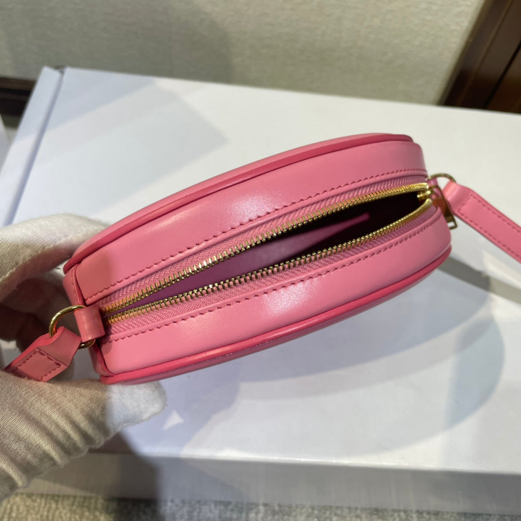 OVAL PURSE BAG 16 IN ROUGE PINK CALFSKIN