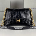 DOWNTOWN SHOULDER BAG 29 IN BLACK CROCODILE EMBOSSED CALFSKIN GOLD HARDWARE