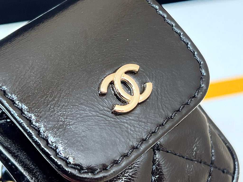 CHANEL 25S BACKPACK 23 IN BLACK SHINY CALFSKIN GOLD HARDWARE