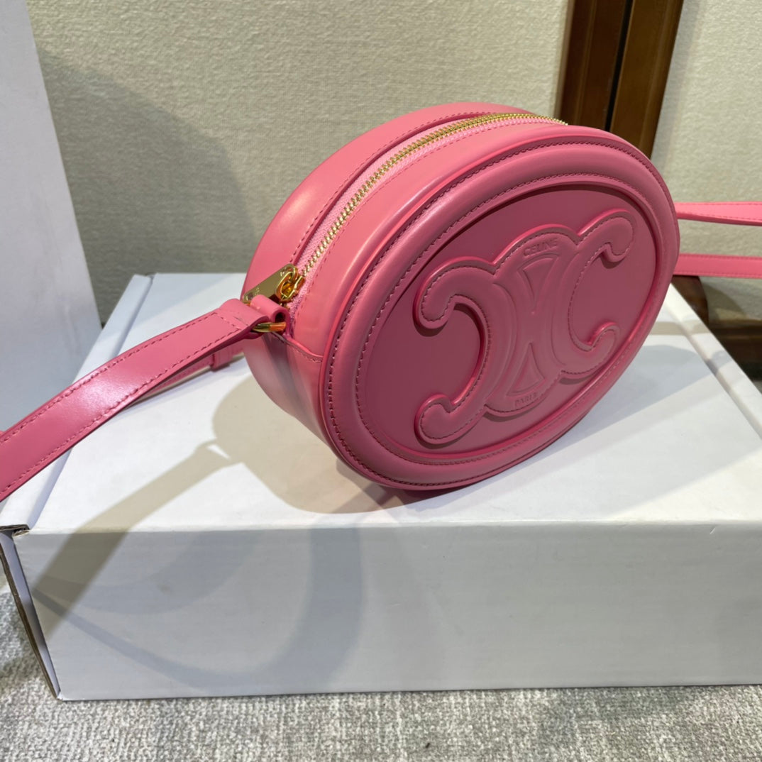 OVAL PURSE BAG 20 IN ROUGE PINK CALFSKIN