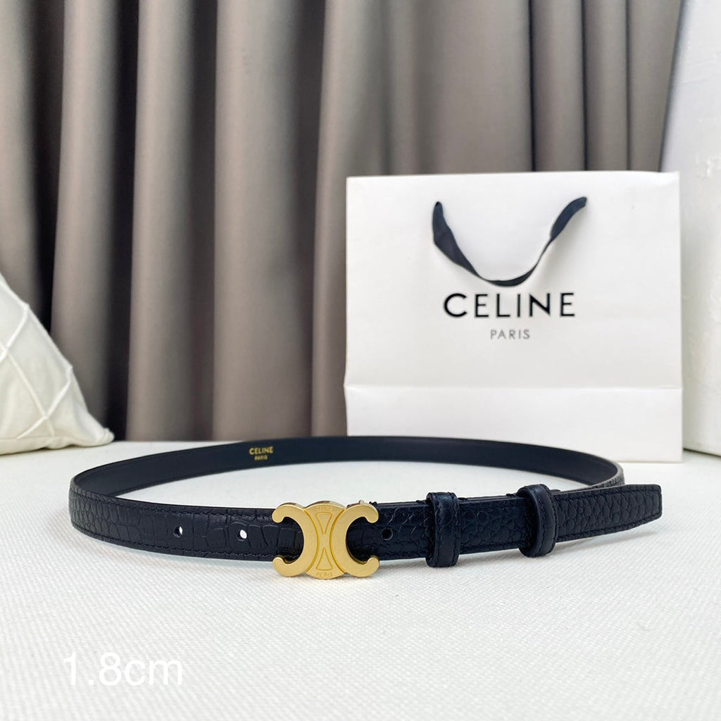 CL Belt 18mm Black Crocodile Embossed Calfskin Ghw