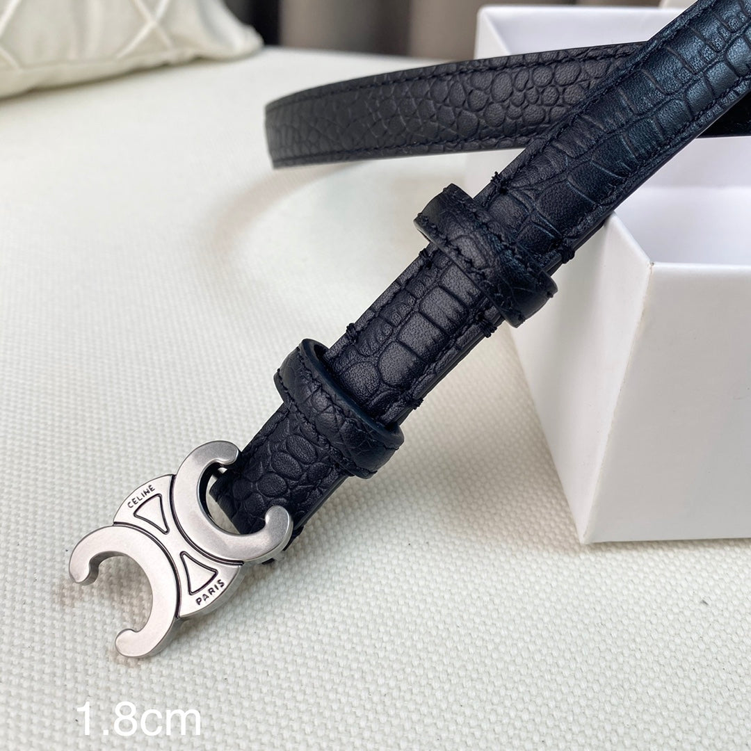 CL Belt 18mm Black Crocodile Embossed Calfskin Shw