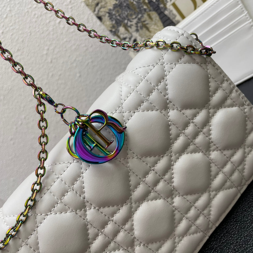 CARO SLIM POUCH 21 BAG IN WHITE CALFSKIN