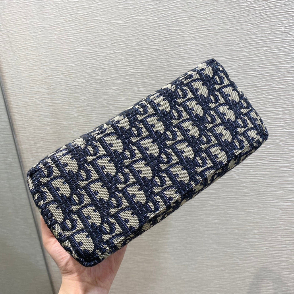 CD BUCKLE SHOULDER BAG 22 IN BLUE MONOGRAM OBLIQUE JACQUARD