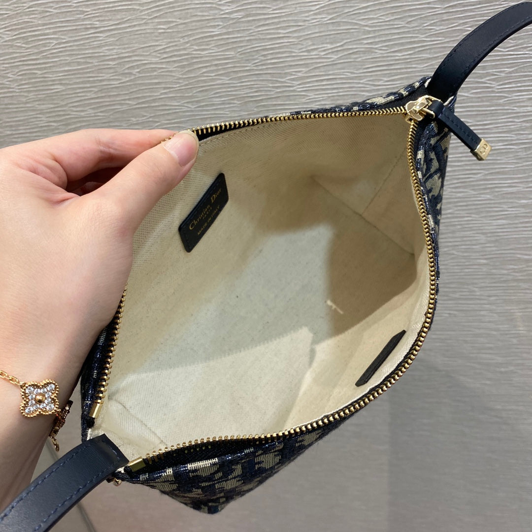 CD BUCKLE SHOULDER BAG 22 IN BLUE MONOGRAM OBLIQUE JACQUARD