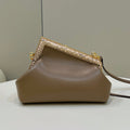 FENDI FIRST SMALL 26 COFFEE BROWN LEATHER BAG WITH EXOTIC DETAILS