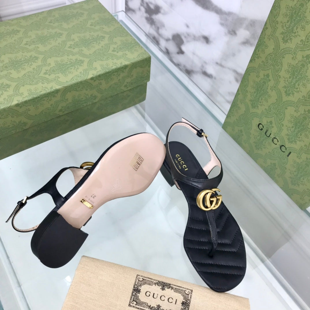 GG MARMONT 25 SANDAL BLACK CALKSKIN