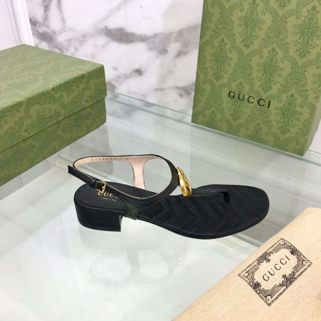 GG MARMONT 25 SANDAL BLACK CALKSKIN