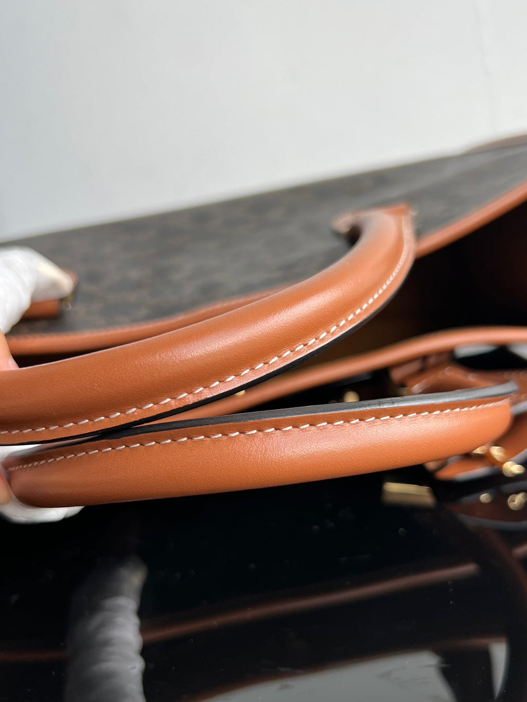 TRIOMPHE CABAS 35 BLACK CALFSKIN TOTE