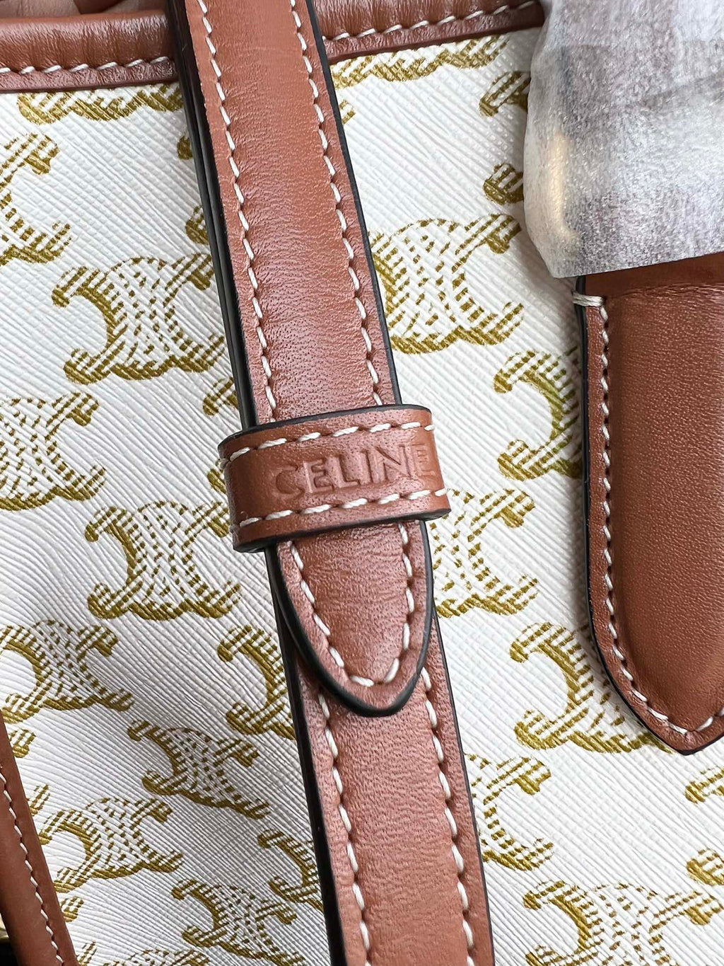 TRIOMPHE CABAS 35 WHITE CREAM CALFSKIN TOTE