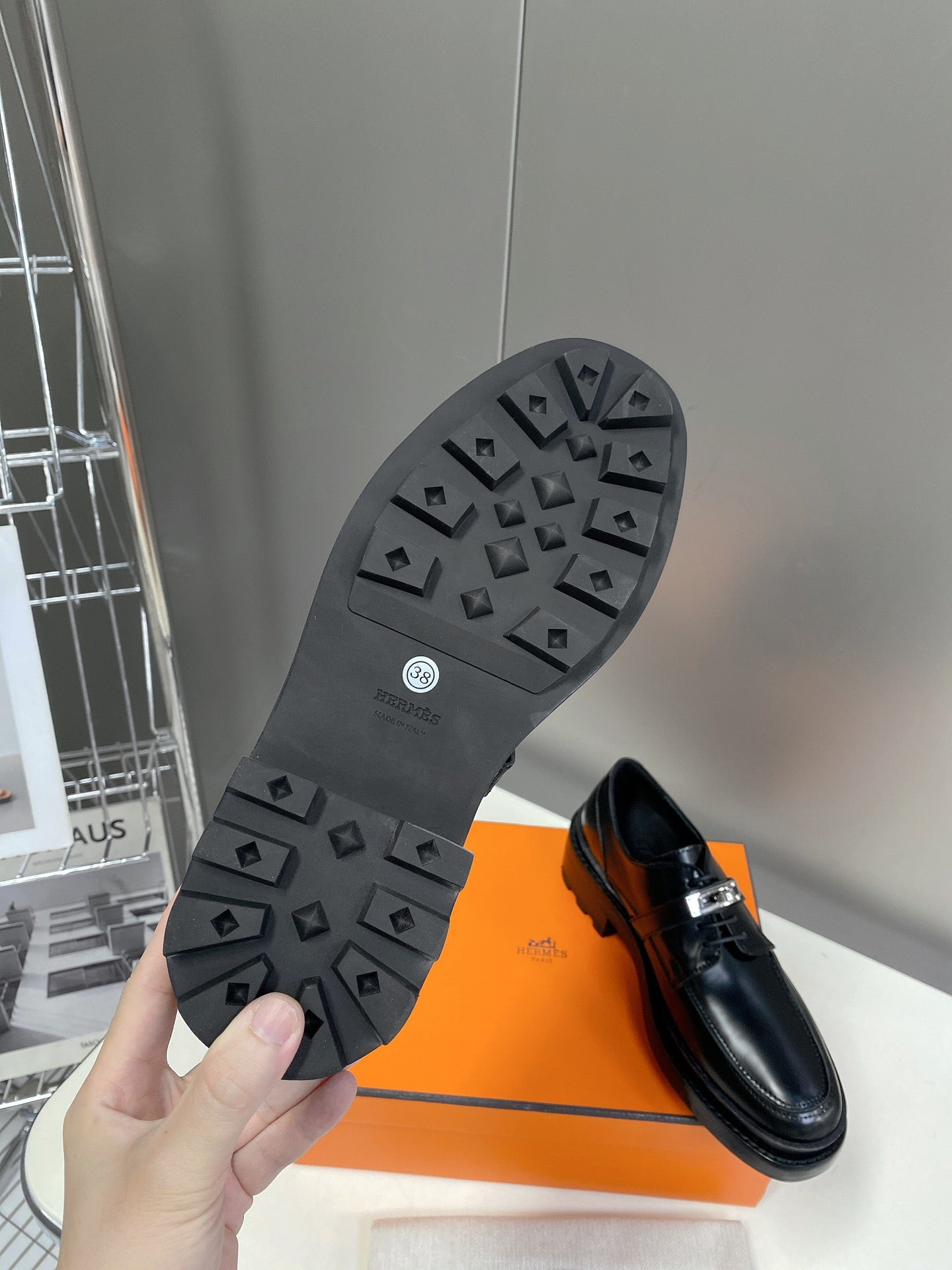 HM 25S LOAFER IN BLACK LAMBSKIN WITH SILVER HARDWARE