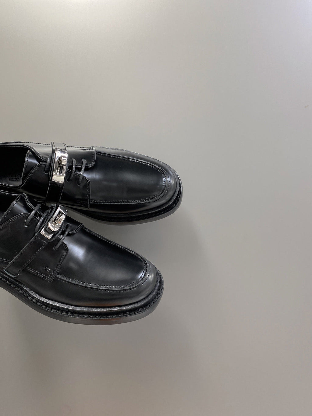HM 25S LOAFER IN BLACK LAMBSKIN WITH SILVER HARDWARE
