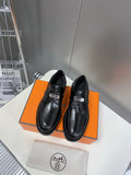 HM 25S LOAFER IN BLACK LAMBSKIN WITH SILVER HARDWARE