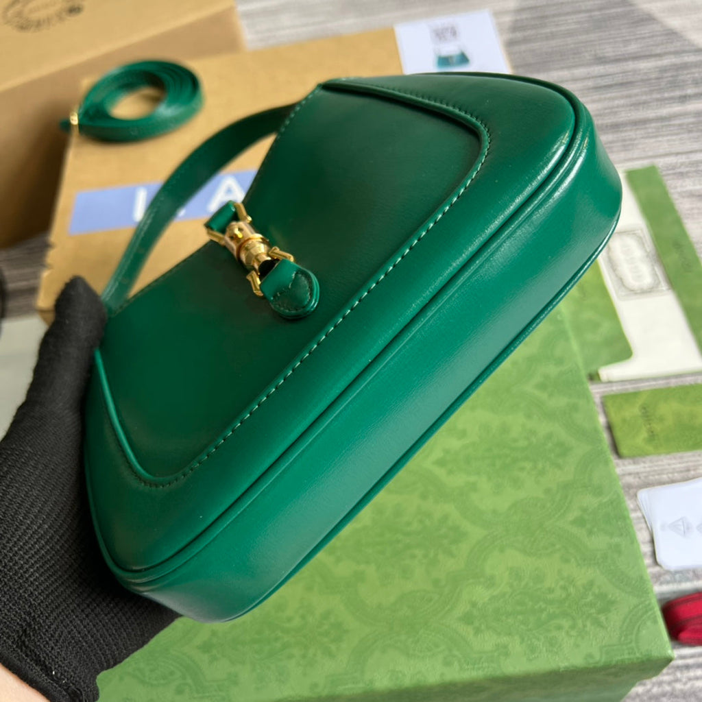 GG JACKIE MINI 19 SHOULDER BAG IN GREEN FOREST CALFSKIN