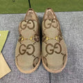 GG HORSEBIT LOAFER IN ECRU BEIGE WOVEN FABRIC AND WOOL MIX LAMB FUR LINING