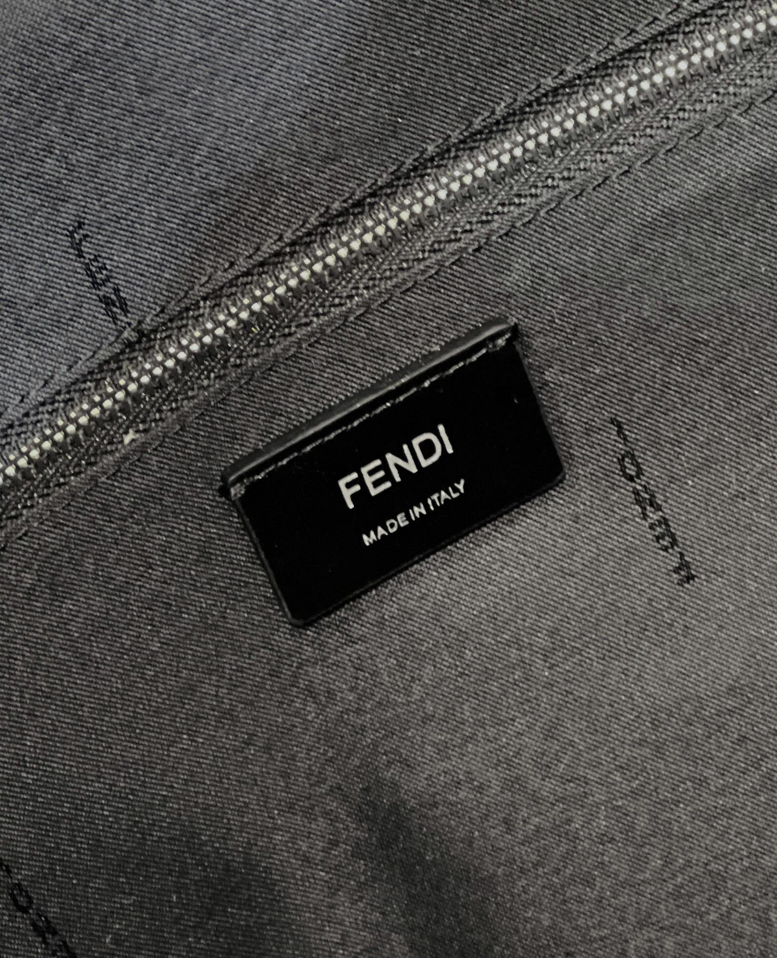 FENDI STRIKE LARGE 46 FF BLACK JACQUARD FABRIC BACKPACK