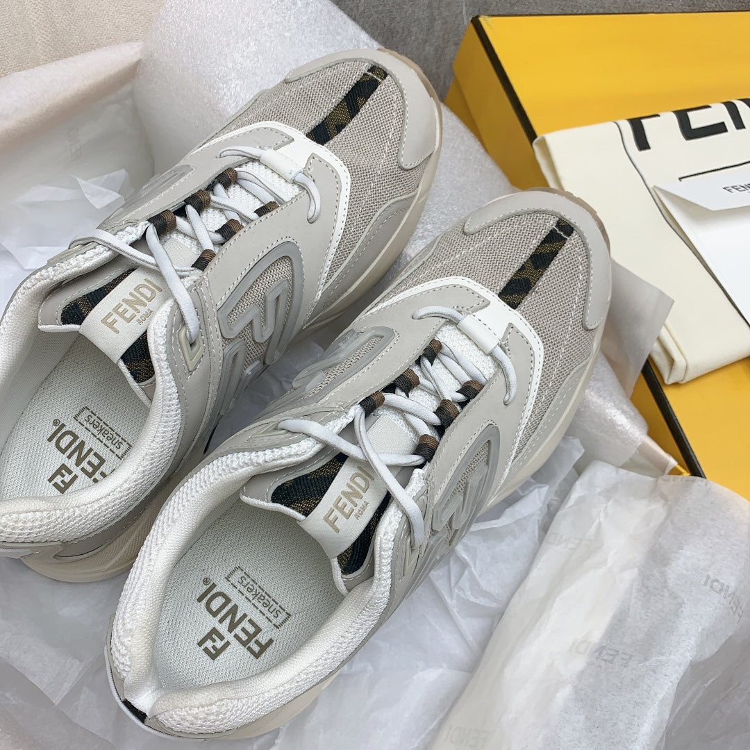 FENDI FASTER TRAINERS IN GREY SUEDE AND BREATHABLE MESH