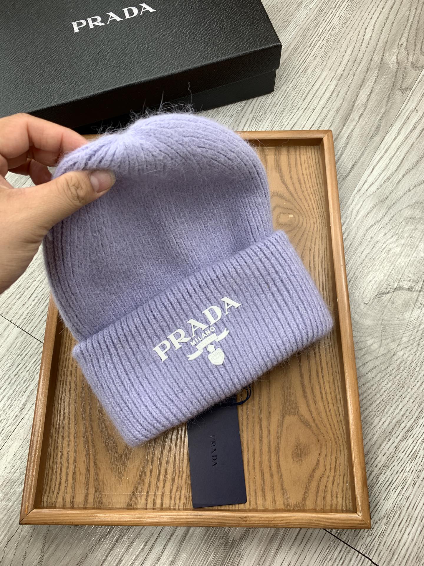 BEANIE HAT IN PASTEL PURPLE WOOL 108749