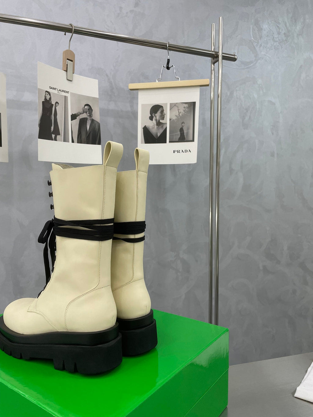 LUG LACE-UP BOOT IN BEIGE CREAM CALFSKIN 7 CM