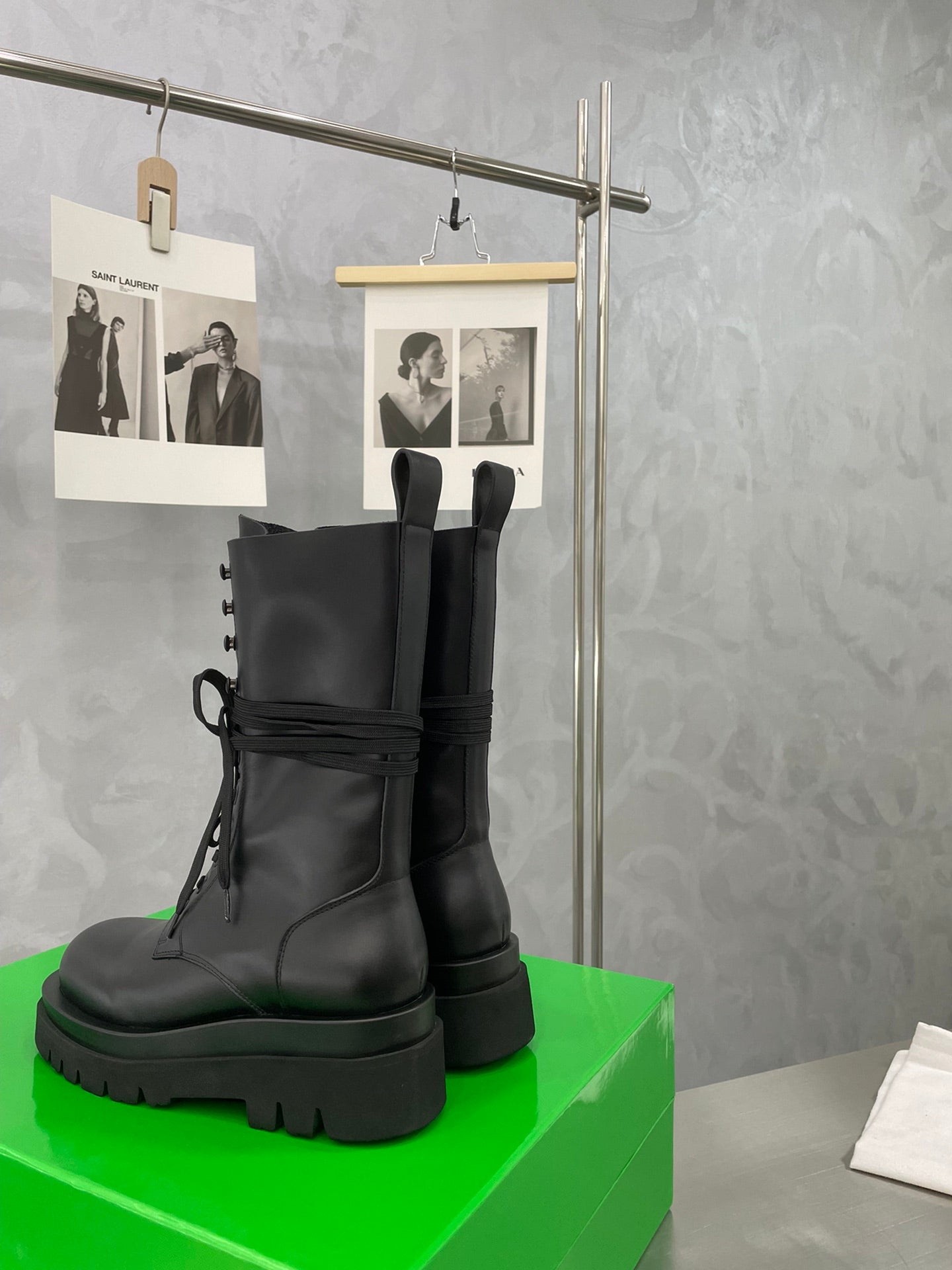 LUG LACE-UP BOOT IN BLACK CALFSKIN 7 CM