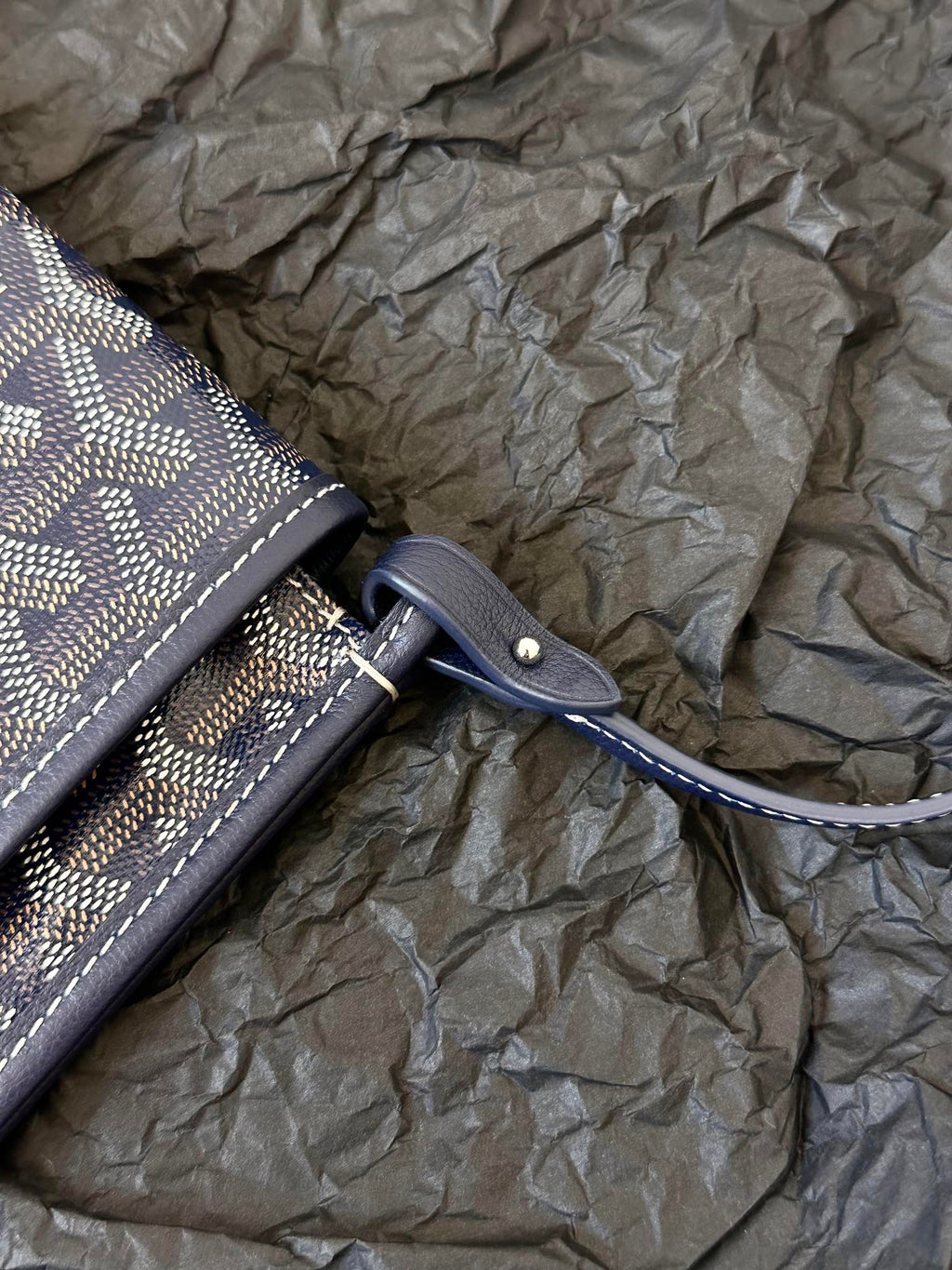 PLUMET POCKET WALLET 20 IN NAVY BLUE GOYARDINE CANVAS AND LAMBSKIN TRIM