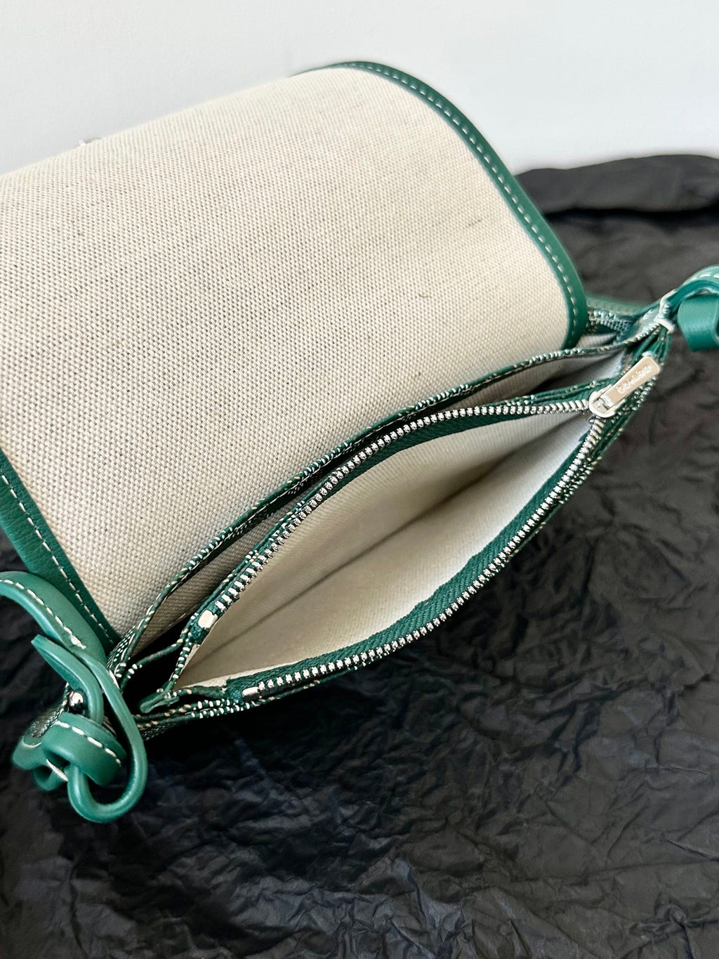 PLUMET POCKET WALLET 20 IN GREEN GOYARDINE CANVAS AND LAMBSKIN TRIM