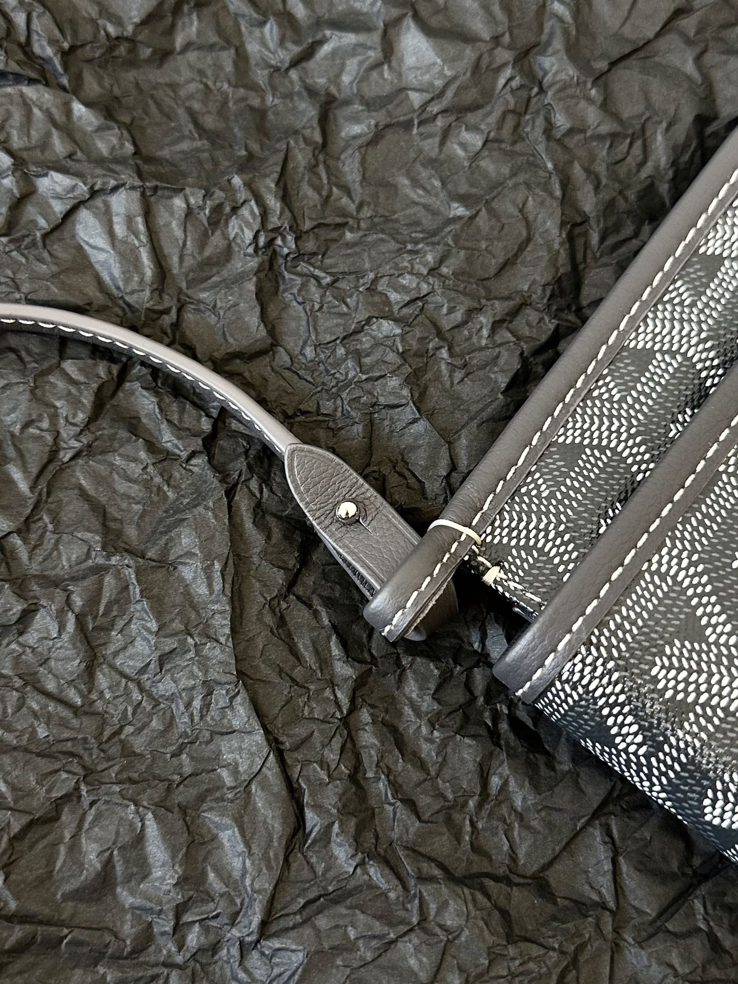 PLUMET POCKET WALLET 20 IN GREY BLACK GOYARDINE CANVAS AND LAMBSKIN TRIM