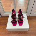 BALMAIN 25S HIGH HEELS 95MM IN FUCHSIA SUEDE WITH PEARL