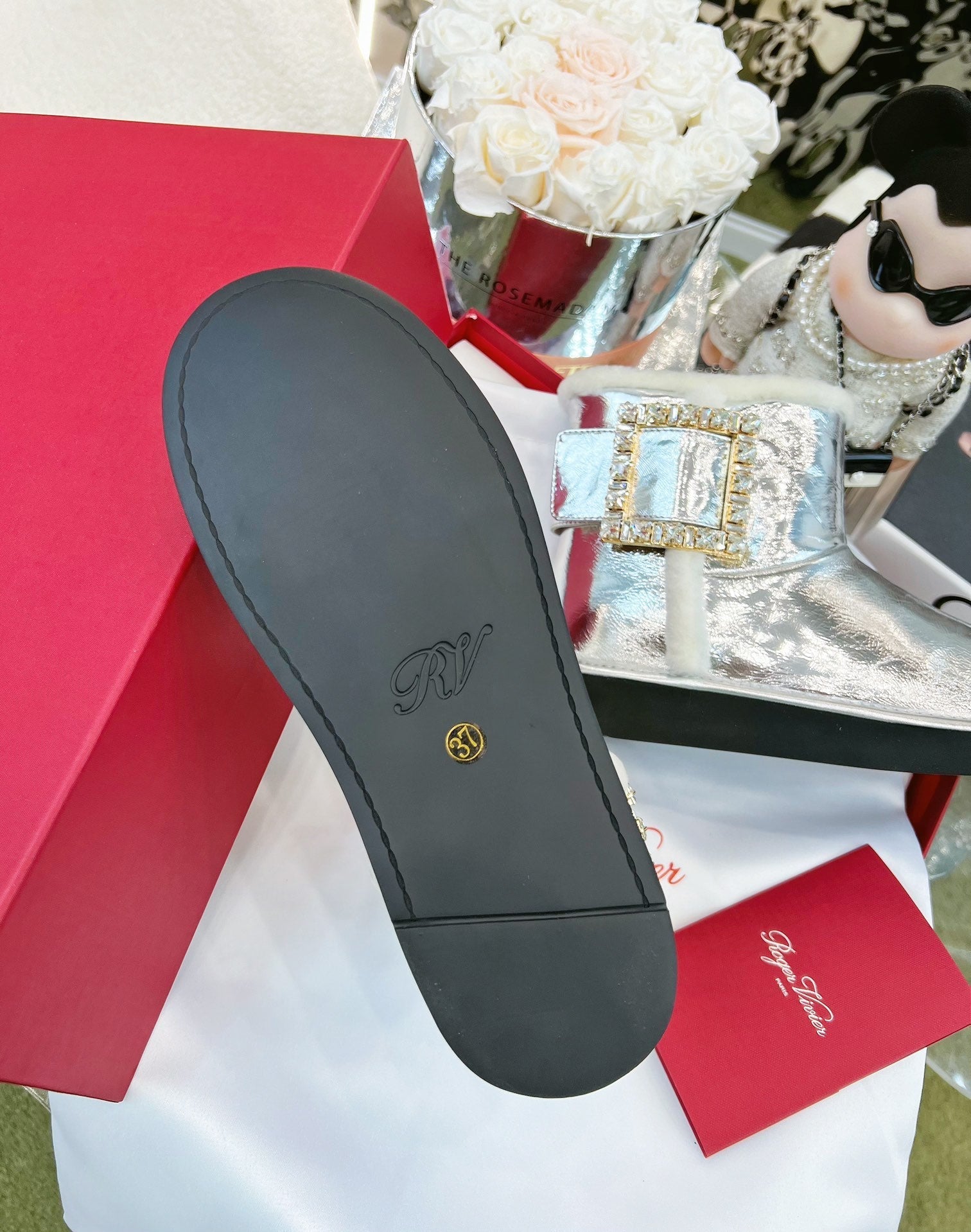 VIV SNOW ANKLE BOOTS IN SILVER PATENT CALFSKIN