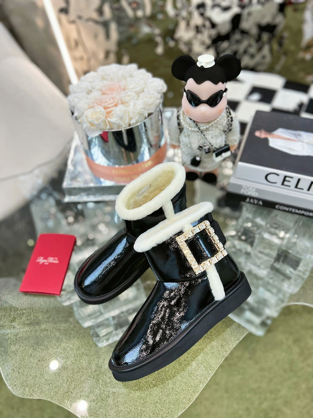 VIV SNOW ANKLE BOOTS IN BLACK PATENT CALFSKIN