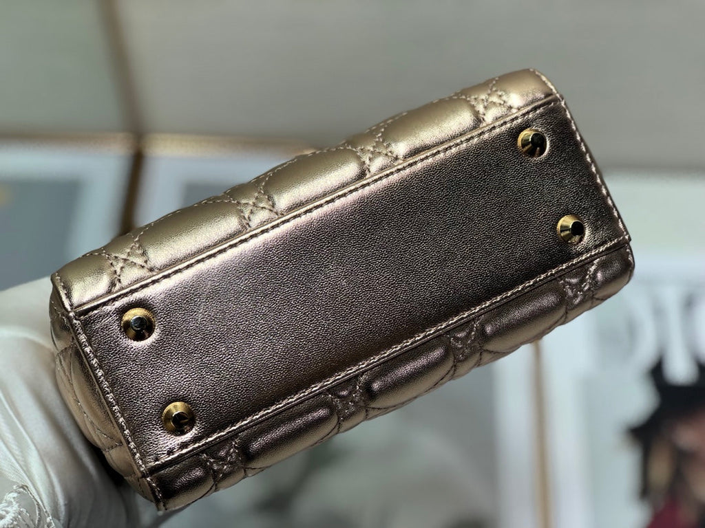 LADY DIOR BAG 17 IN METALLIC ROSE GOLD LAMBSKIN