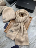 SET SCARF AND HAT IN SAND BROWN WOOL AND RABBIT FUR 388990