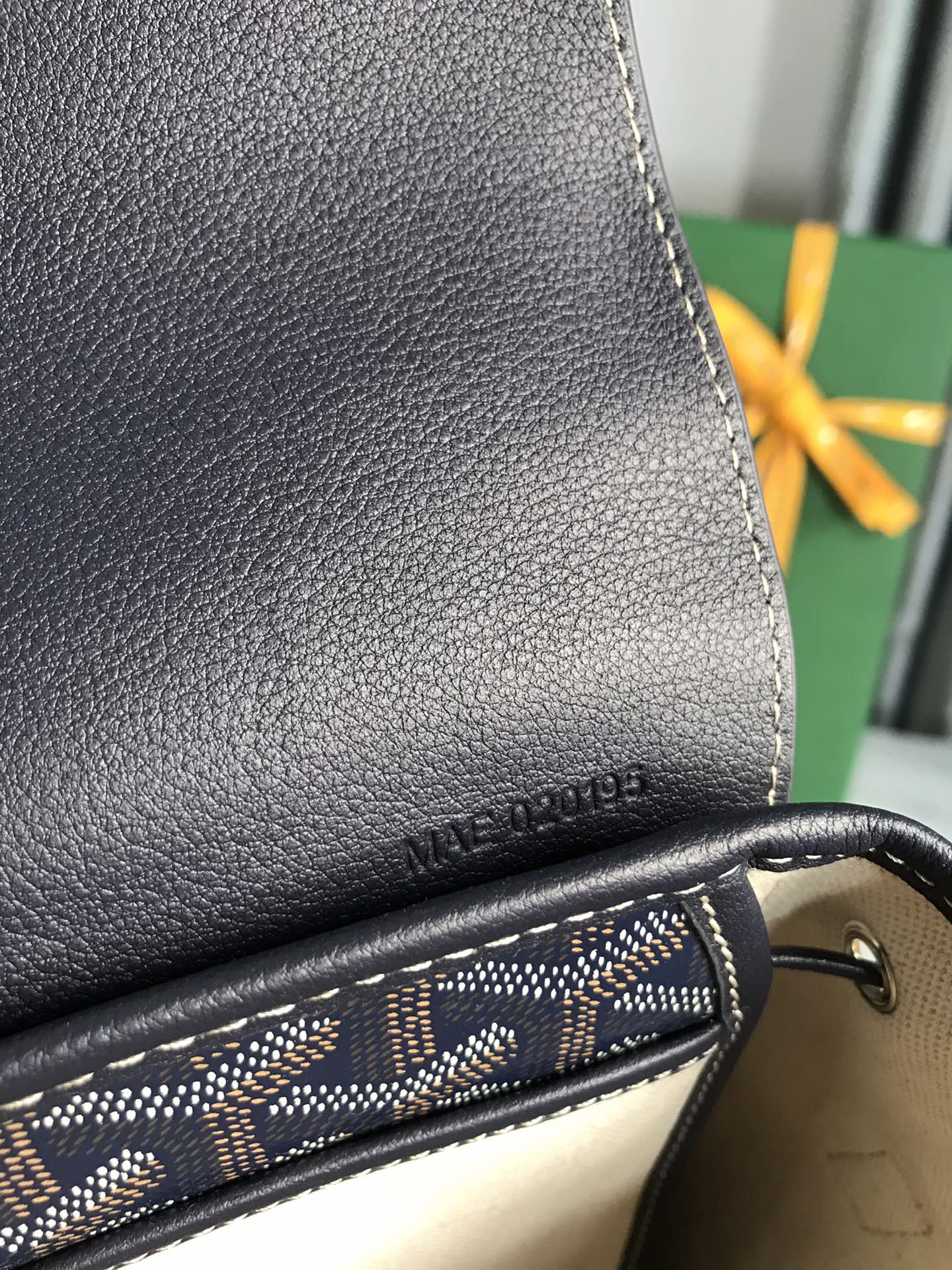 ALPIN MINI BACKPACK 21 IN NAVY BLUE LAMBSKIN AND GOYARDINE CANVAS