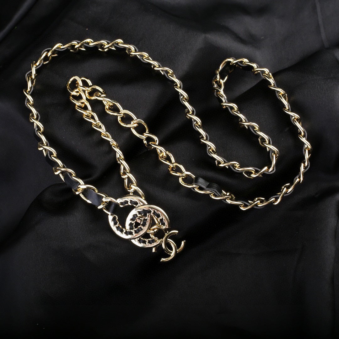CHANEL 25S CHAIN BELT IN BLACK CALFSKIN 612710
