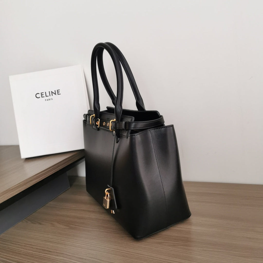 CONTI BAG 36 IN BLACK CALFSKIN GOLD HARDWARE